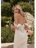 Detachable Straps Beaded Ivory Lace Tulle Wedding Dress